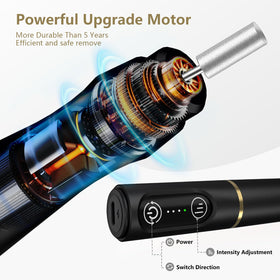 TUOBEO handpiece next to a hand to show compact size and travel convenience