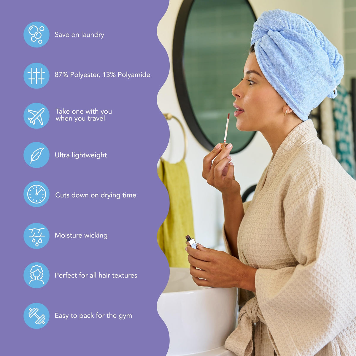 Turbie Twist close-up microfiber fibers showing soft texture that reduces friction and frizz