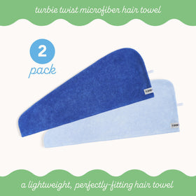 Turbie Twist in use with woman wrapping hair to reduce drying time and frizz