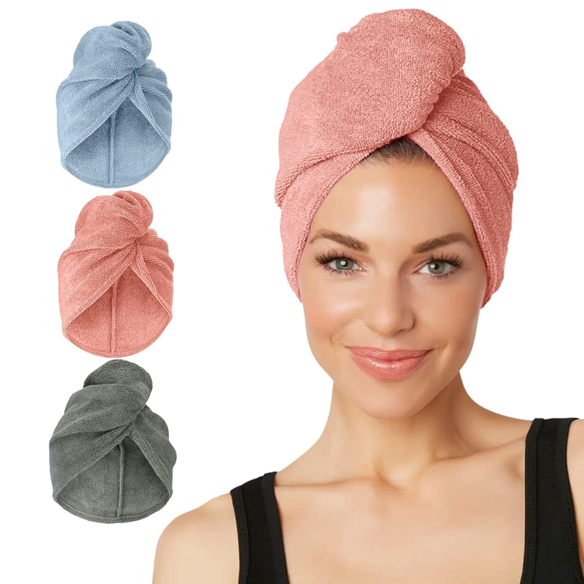 Turbie Twist front view of three-color pack showing convenience