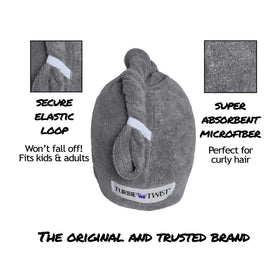 Turbie Twist displayed on bathroom vanity near skincare products showing everyday styling convenience