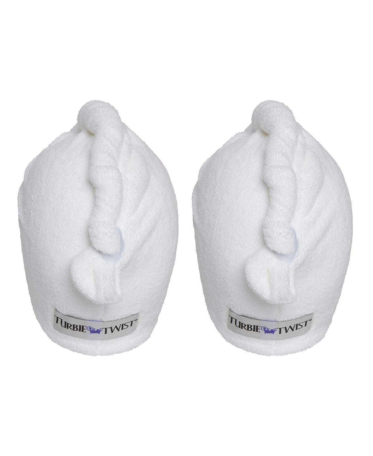 Turbie Twist product label and care tags showing fabric care and durability