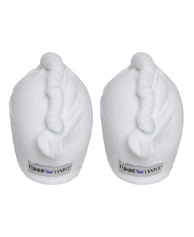Turbie Twist product label and care tags showing fabric care and durability