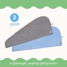 Turbie Twist twist-and-loop closure detail demonstrating secure fit for hands-free drying