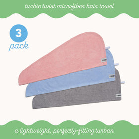 Turbie Twist on model after shower showing secure wrap benefit