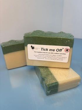 Turkeywoods Farm soap lather close-up showing rich foam that helps wash away ticks