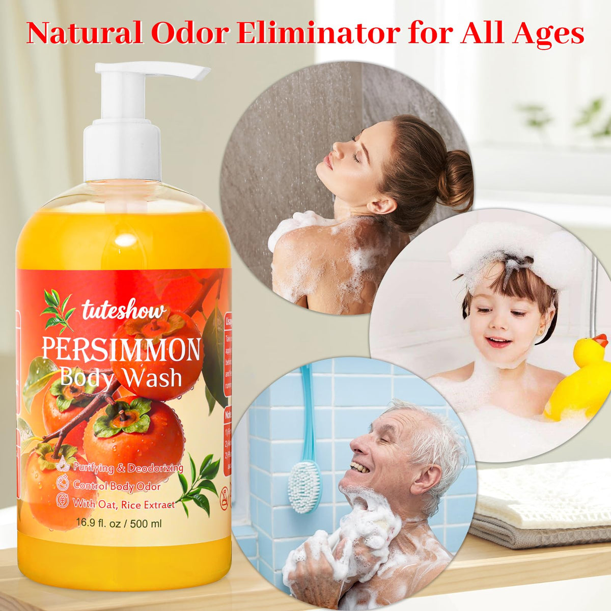 Tuteshow close-up of persimmon extract highlighting odor-neutralizing action