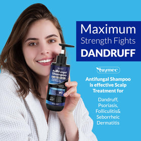 Tuymec scalp massage use picture showing product spread and soothing scalp benefit