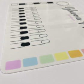 Twinkled T glossy surface being stamped showing crisp coverage without top coat