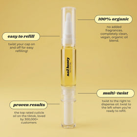 Twinkled T Nail Honey applicator closeup showing brush tip for precise application