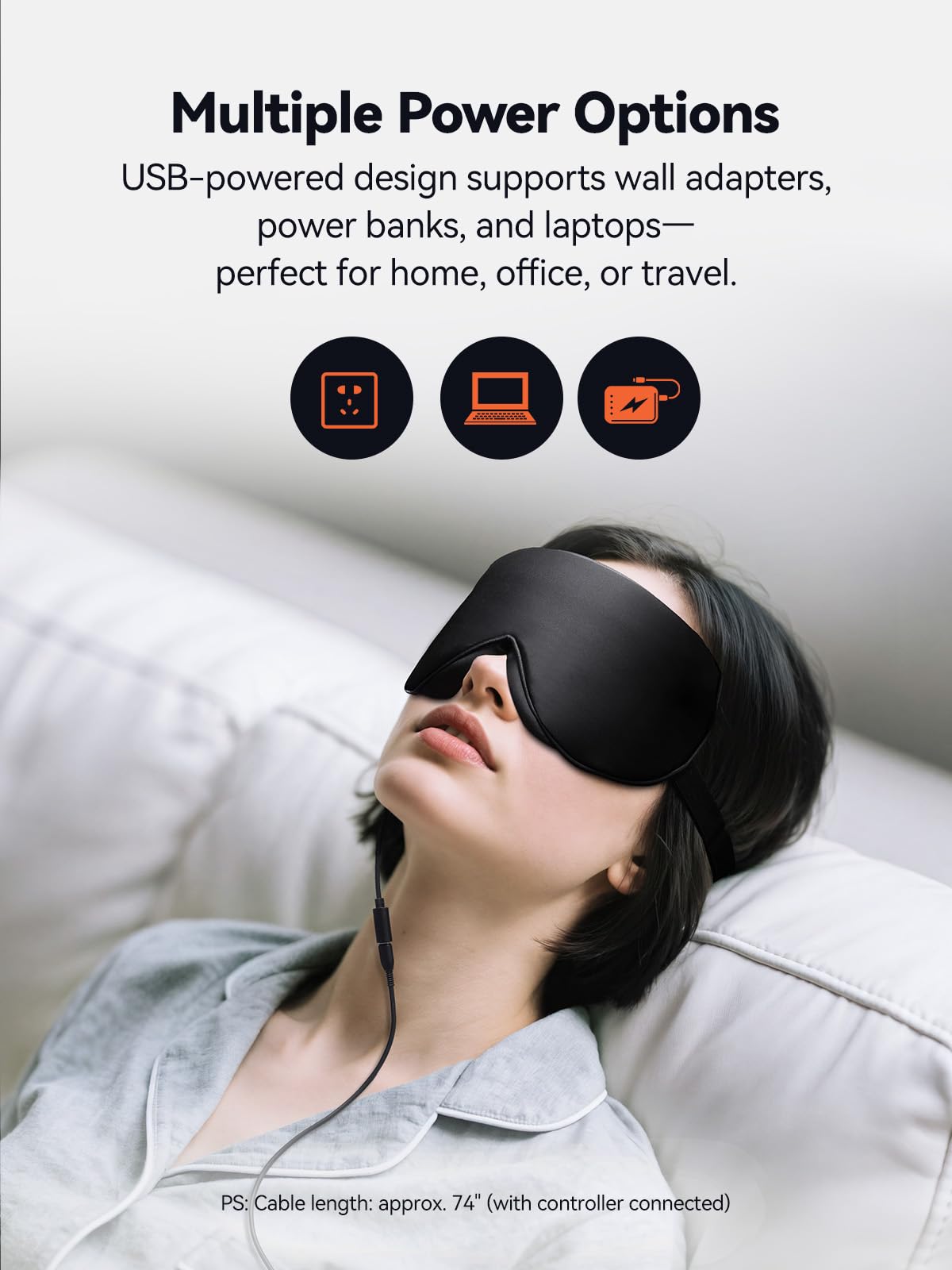 TWLGFR mask on nightstand with charger showing bedtime convenience