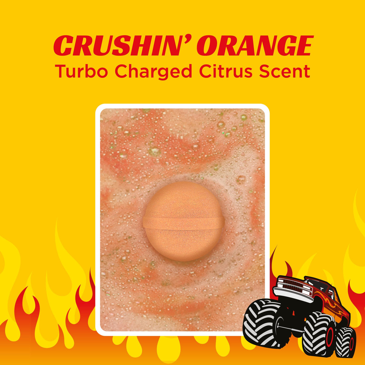 Two Sisters orange fizz in bathtub demonstrating colorful sensory play