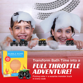 Two Sisters surprise monster truck revealed from bath bomb for toy fun