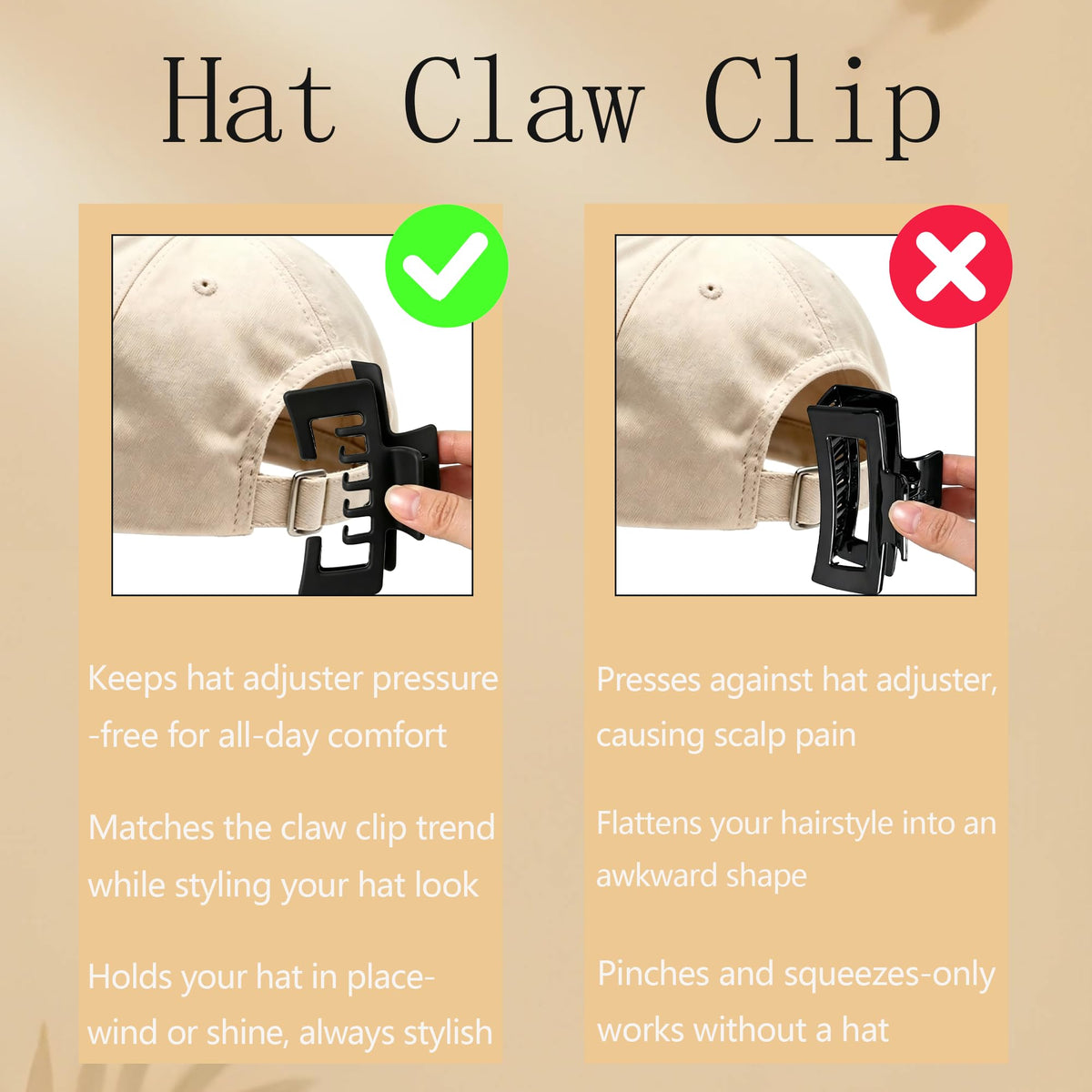 TwoHeadPig clip securing ponytail through hat vents for active use