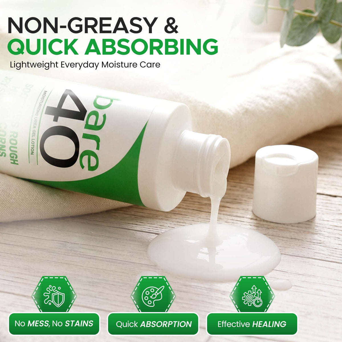 TXLSC LLC BARE 40 label close-up showing 40% urea and clean formula benefit
