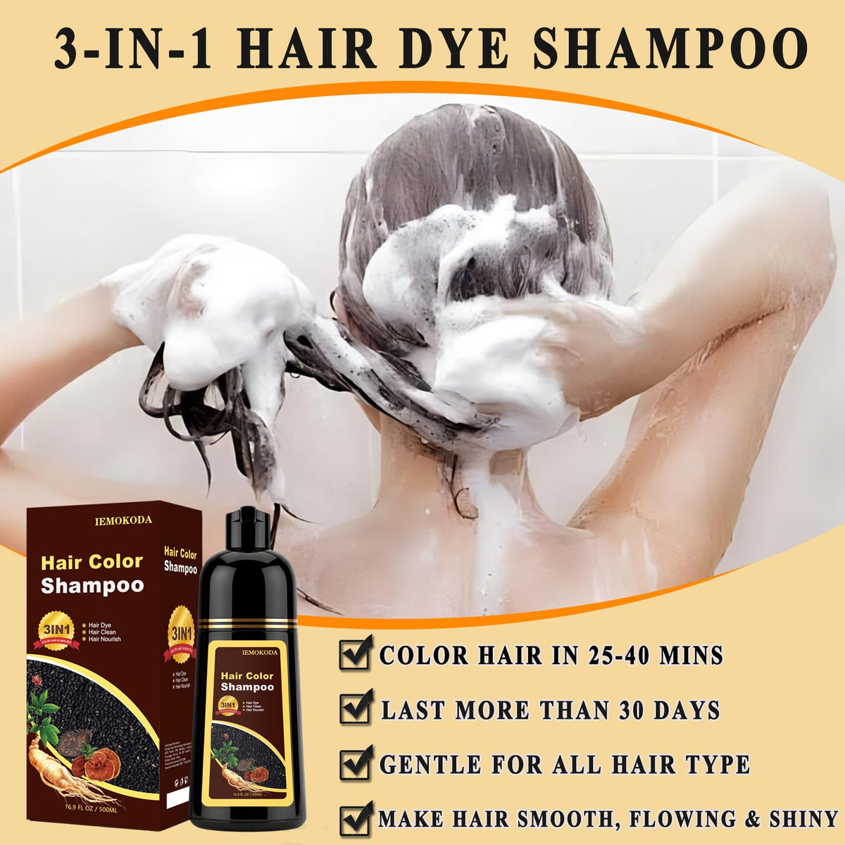 TYAYW applying color shampoo to dry hair for quick at-home results