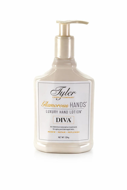 Tyler Candle Company Diva 8 oz bottle front label showing scent and design benefit