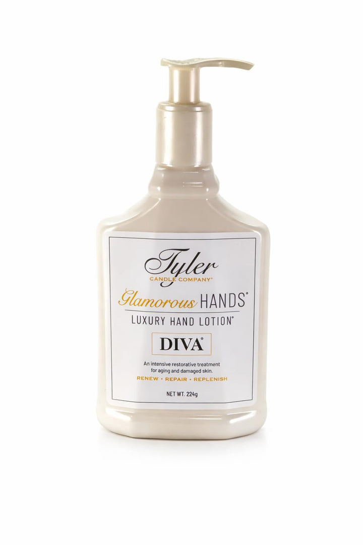 Tyler Candle Company Diva 8 oz bottle front label showing scent and design benefit