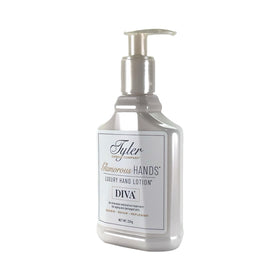 Tyler Candle Company Diva bottle on vanity illustrating stylish fragrance addition