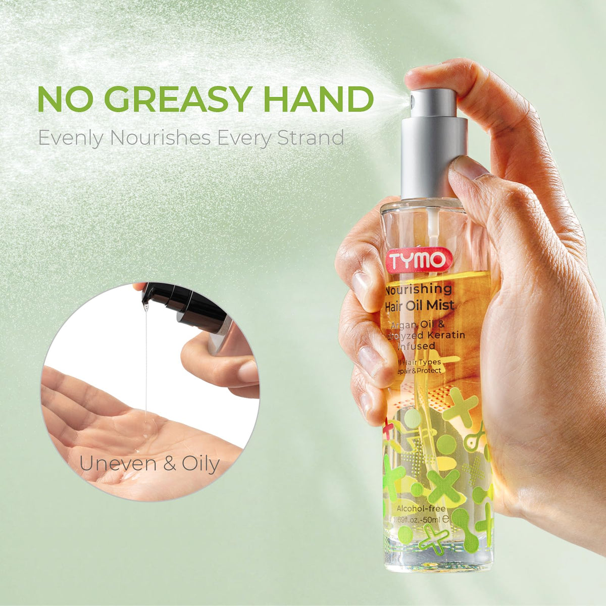 TYMO close-up of blended oils label highlighting organic ingredients