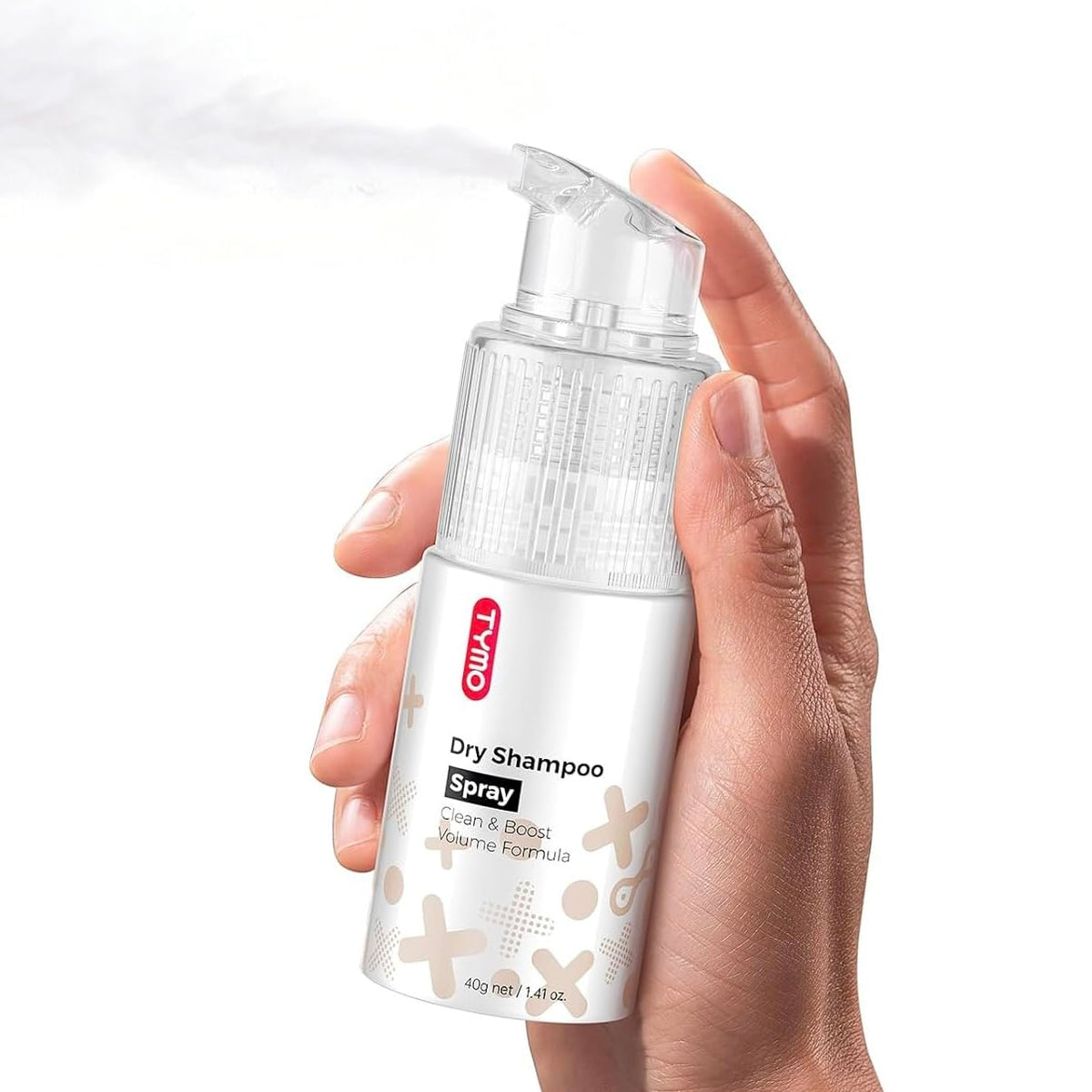 TYMO front packaging travel size showing compact bottle and label benefits