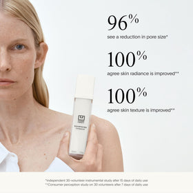 U Beauty applying serum to cheek for smoother texture benefit