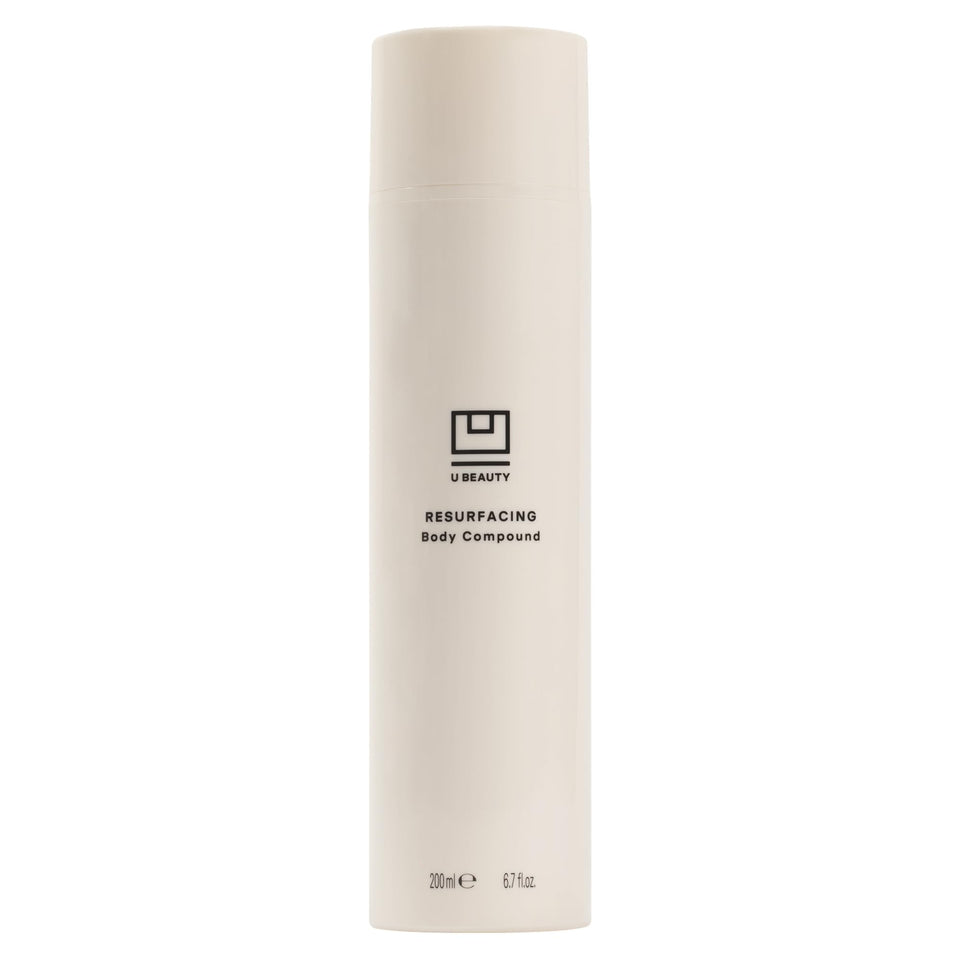U Beauty front packaging showing serum bottle and clear labeling for effective resurfacing