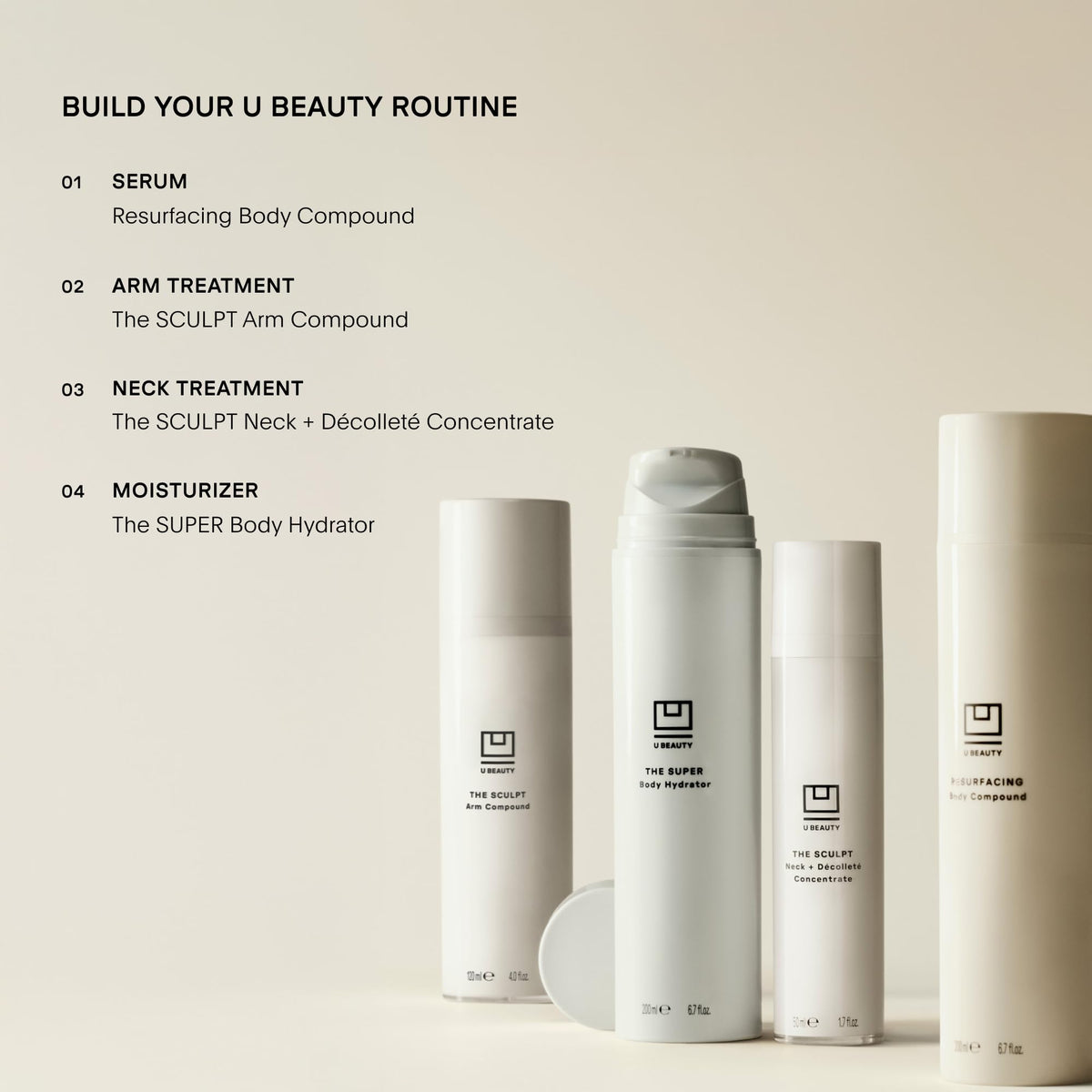 U Beauty ingredients flatlay with AHAs and papain visuals to explain exfoliating power
