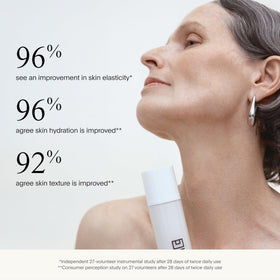 U Beauty lifestyle image of décolleté in natural light promoting smoother skin