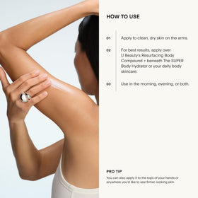 U Beauty applied to neck in lifestyle setting conveying targeted tightening and confidence boost