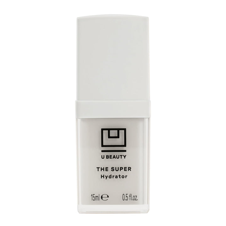 U Beauty front jar view showing compact packaging and elegant design benefit: travel-ready hydration