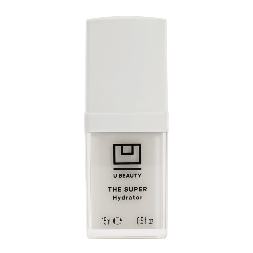 U Beauty front jar view showing compact packaging and elegant design benefit: travel-ready hydration