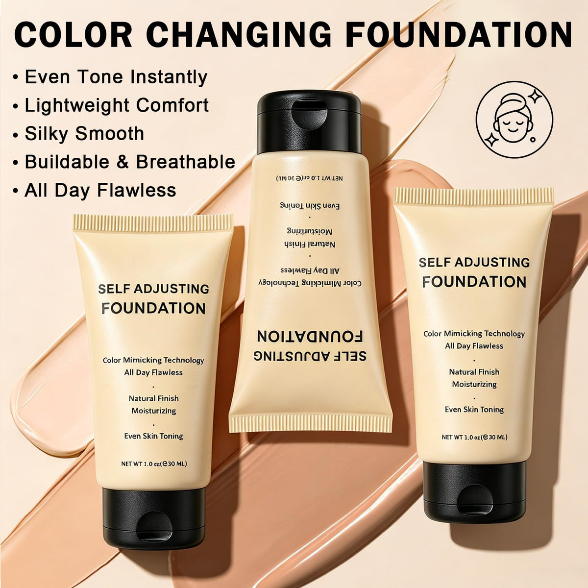 UAOE blended swatch on hand, illustrates color-adapting coverage and natural look