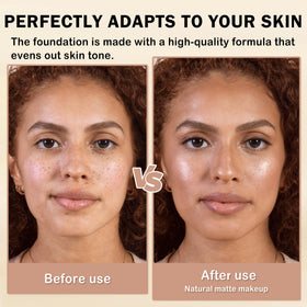 UAOE brush with dispensed foundation dot, demonstrates easy application and control