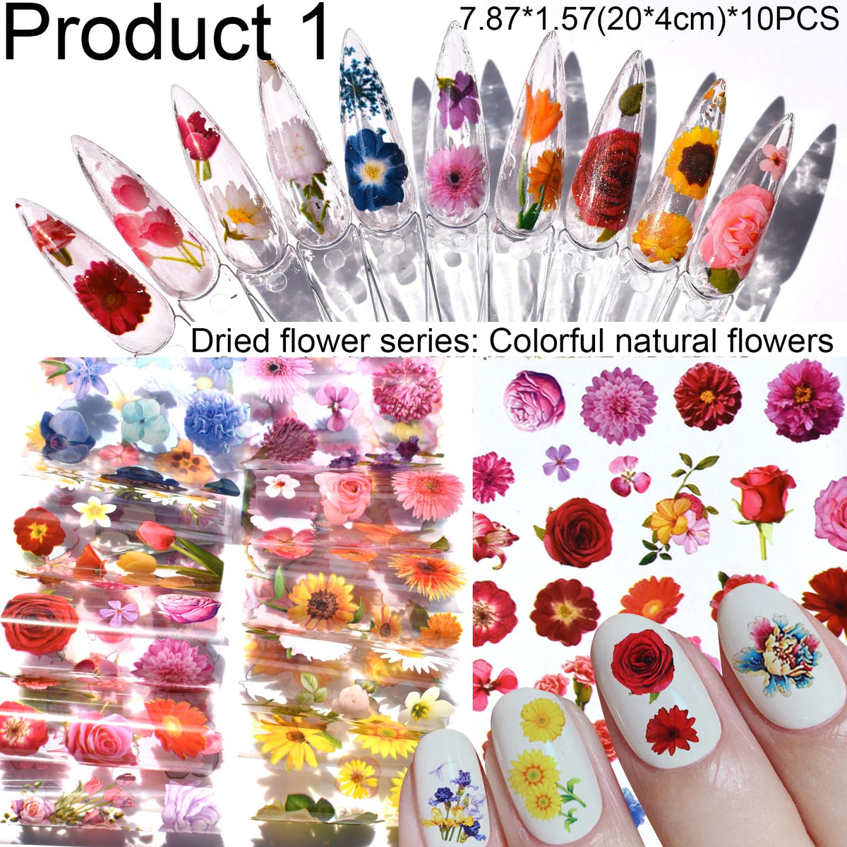 UARUOGP close-up dried flower foil highlighting delicate botanical detail for elegant nails