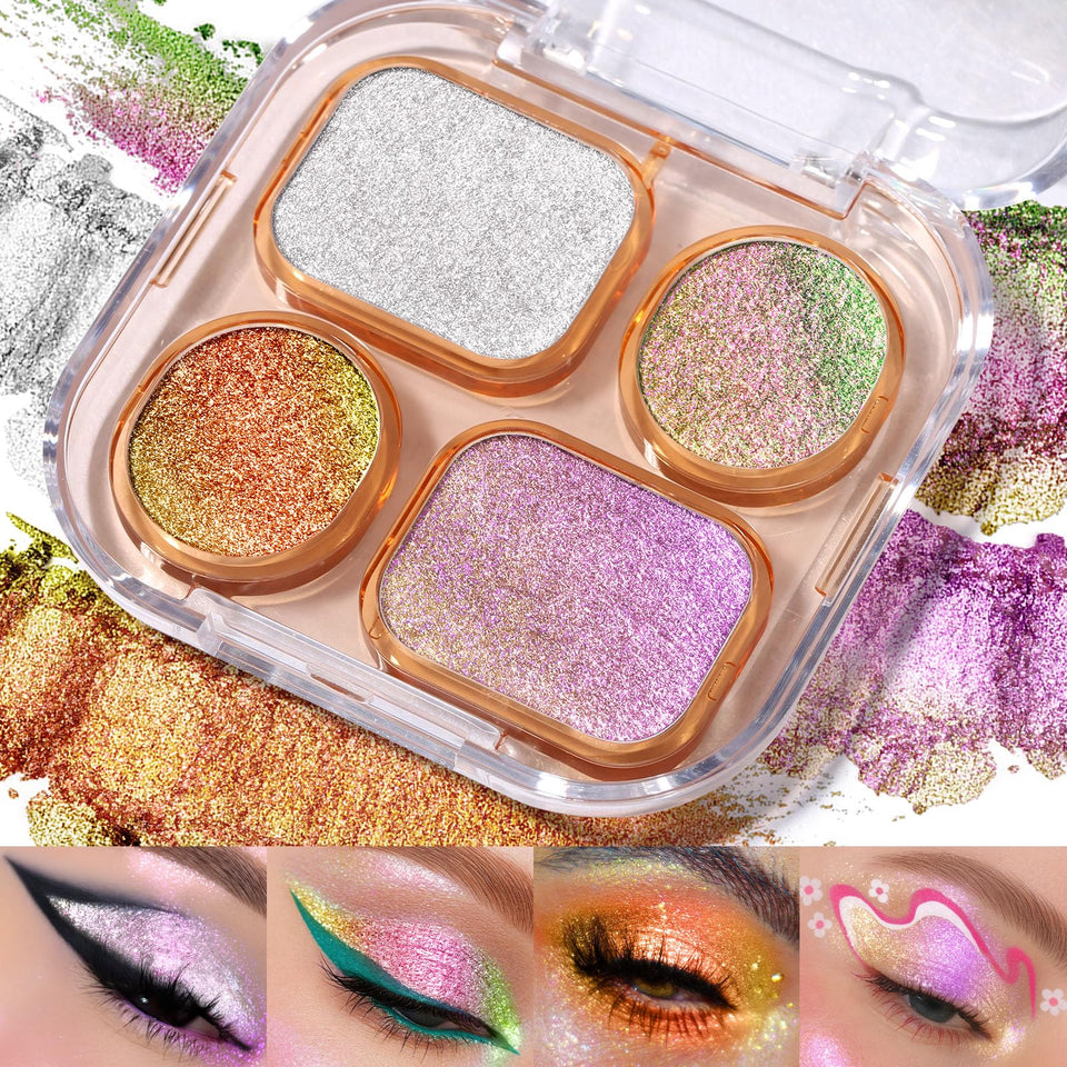 UCANBE palette front packaging showing four multichrome pans and clear lid, easy selection