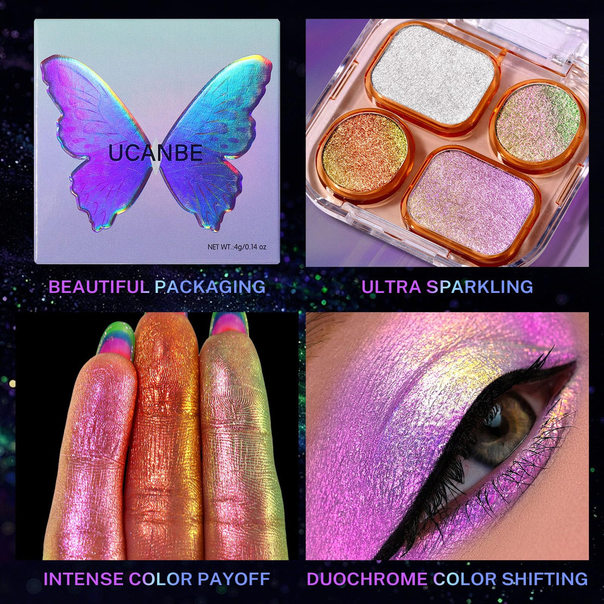 UCANBE palette beside travel bag highlighting compact size and portability benefit