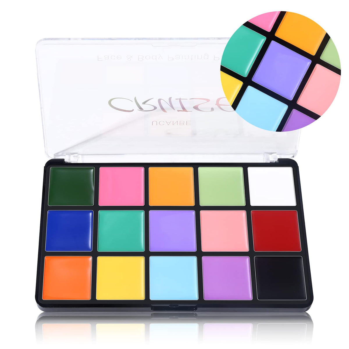 UCANBE closeup swatches displaying vivid macaron shades for blending and mixing