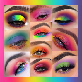 UCANBE on-model festival eye look showcasing neon and glitter finishes for nightlife