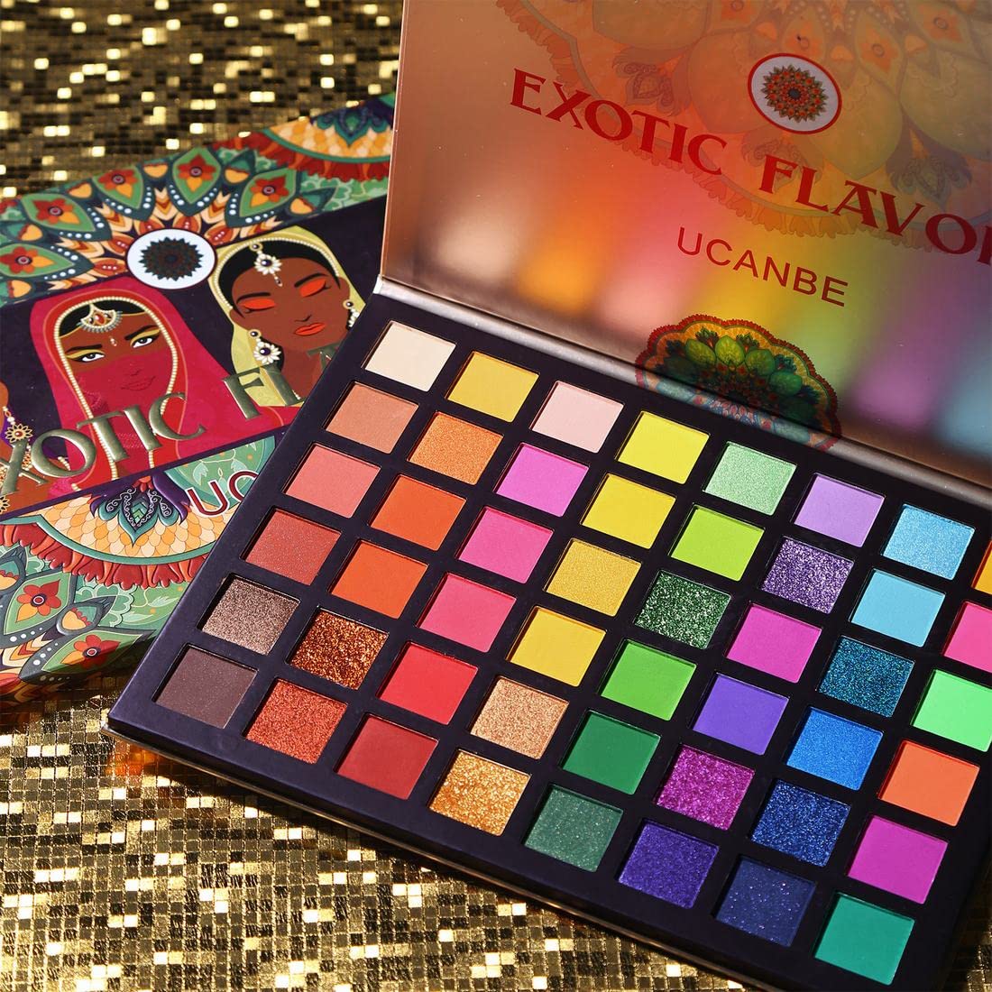 UCANBE open palette overhead view showing all 48 shades for versatile makeup options