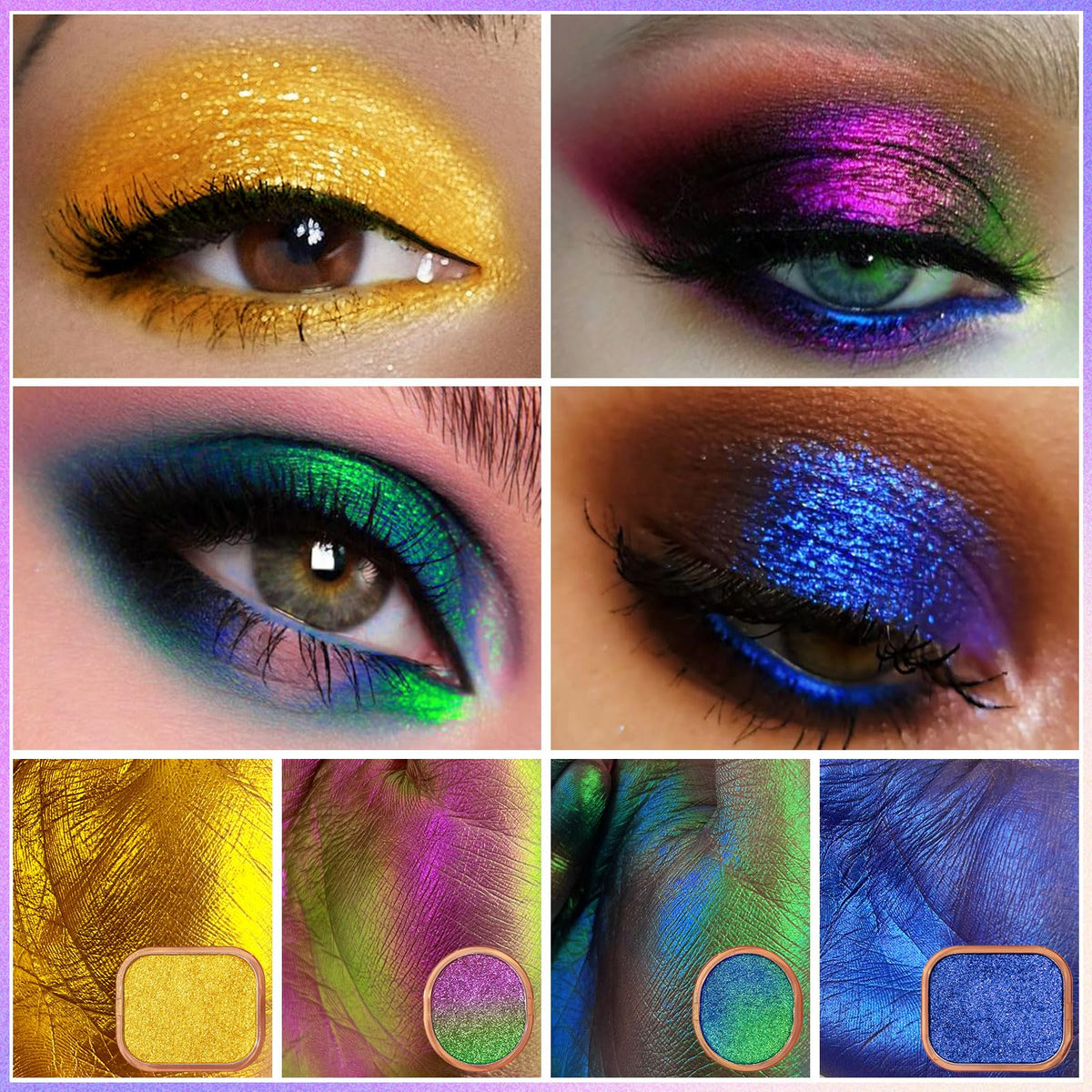 UCANBE arm swatches at angles showing color-shifting duochrome payoff and wearable intensity