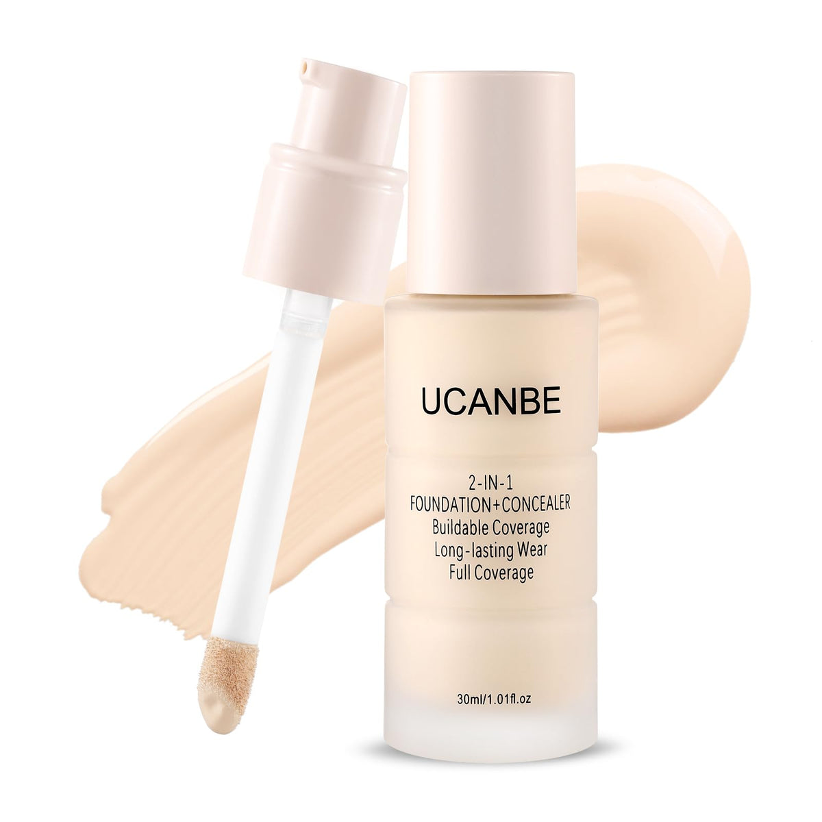 UCANBE front packaging showing shade 02 Classic Ivory and benefit of two-in-one function