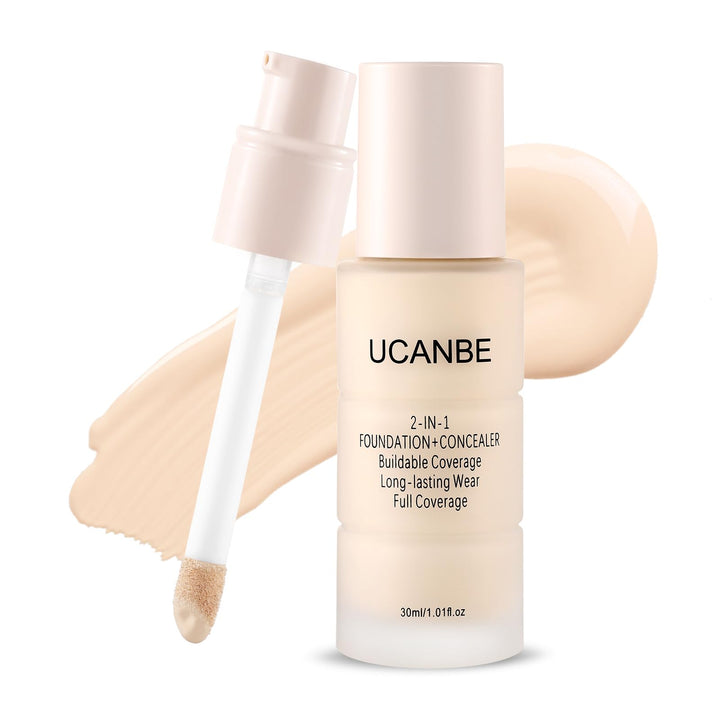 UCANBE front packaging showing shade 02 Classic Ivory and benefit of two-in-one function