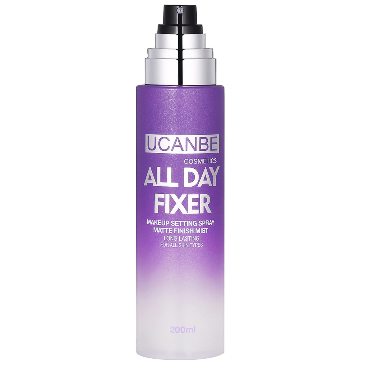 UCANBE front packaging showing matte setting spray, visible product benefit
