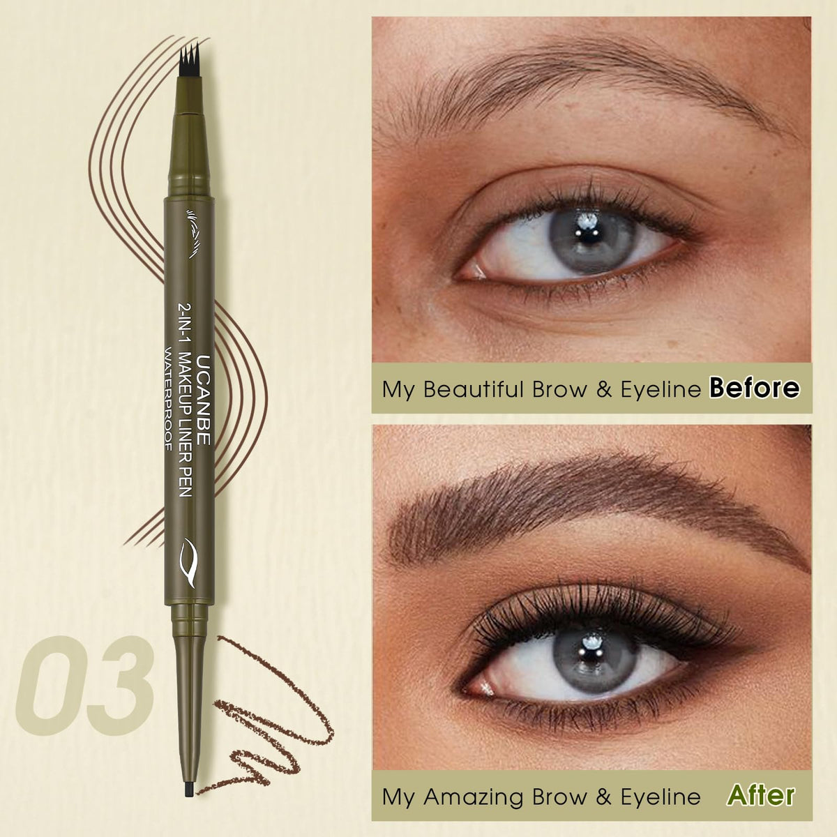 UCANBE gel eyeliner tip detail gliding smoothly for defined lash-line looks