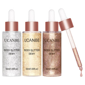 UCANBE front packaging showing three shimmer drop bottles and set labeling for gifting appeal