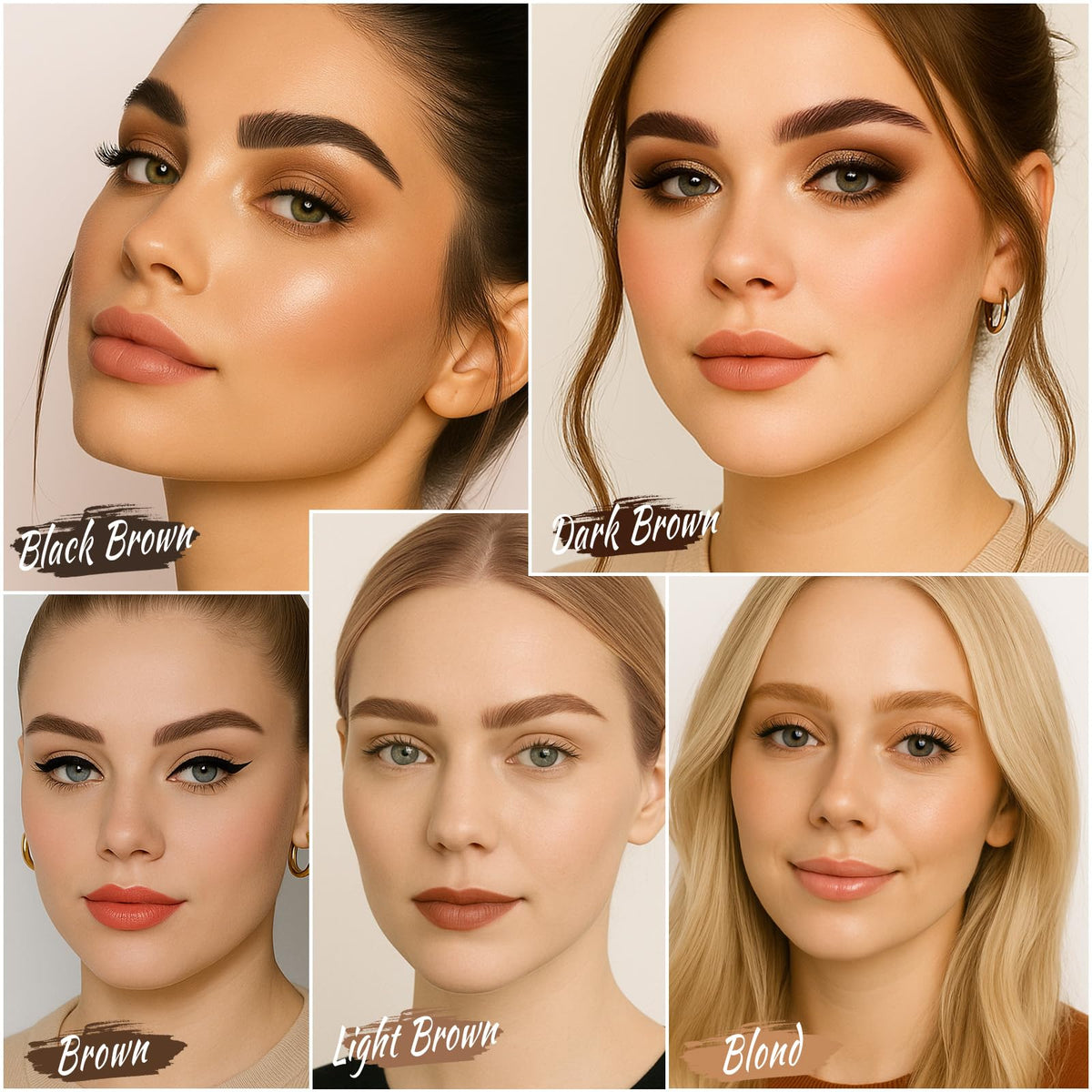 UCANBE in-use stamping demonstration showing easy, symmetrical brow application