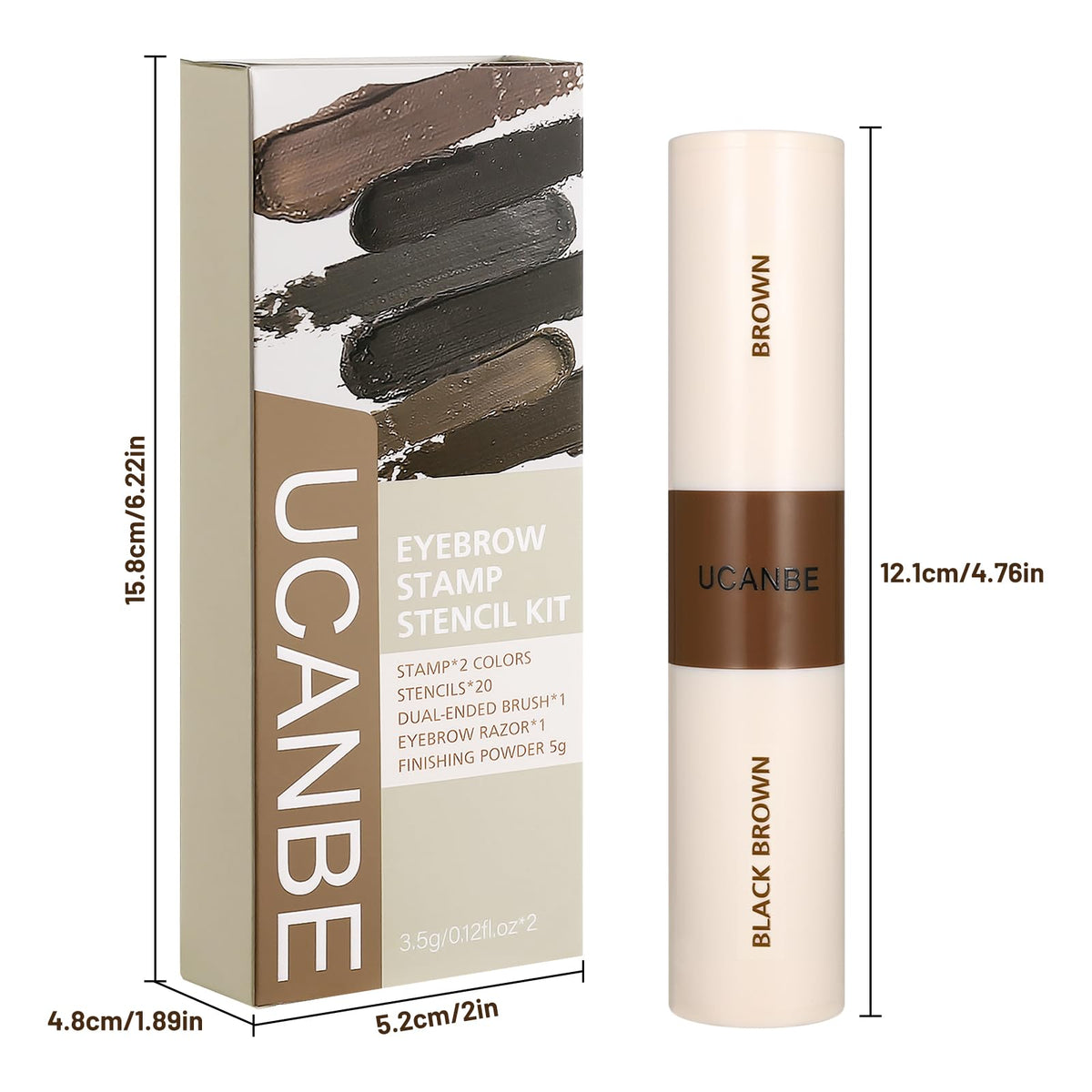 UCANBE model applying stamp showing easy, time-saving brow shaping