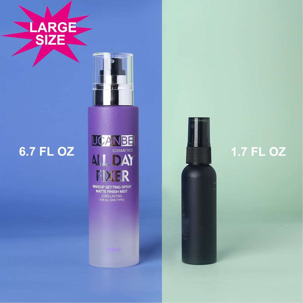 UCANBE bottle inside a summer bag, portable long-lasting makeup solution