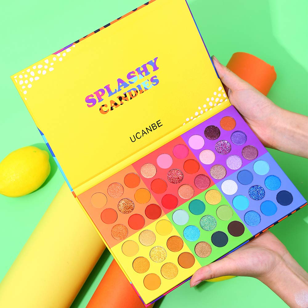UCANBE detailed row of matte, shimmer, and glitter shades offering layered finishes